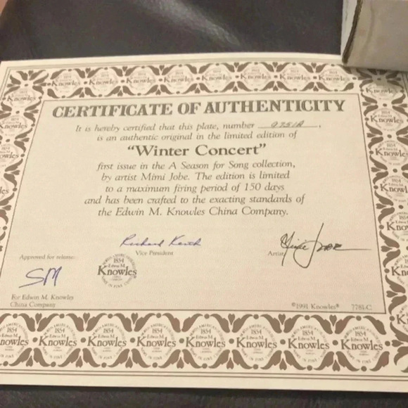 Winter concert collector plate the Edwin M Knowles china‎ co - Picture 3 of 5